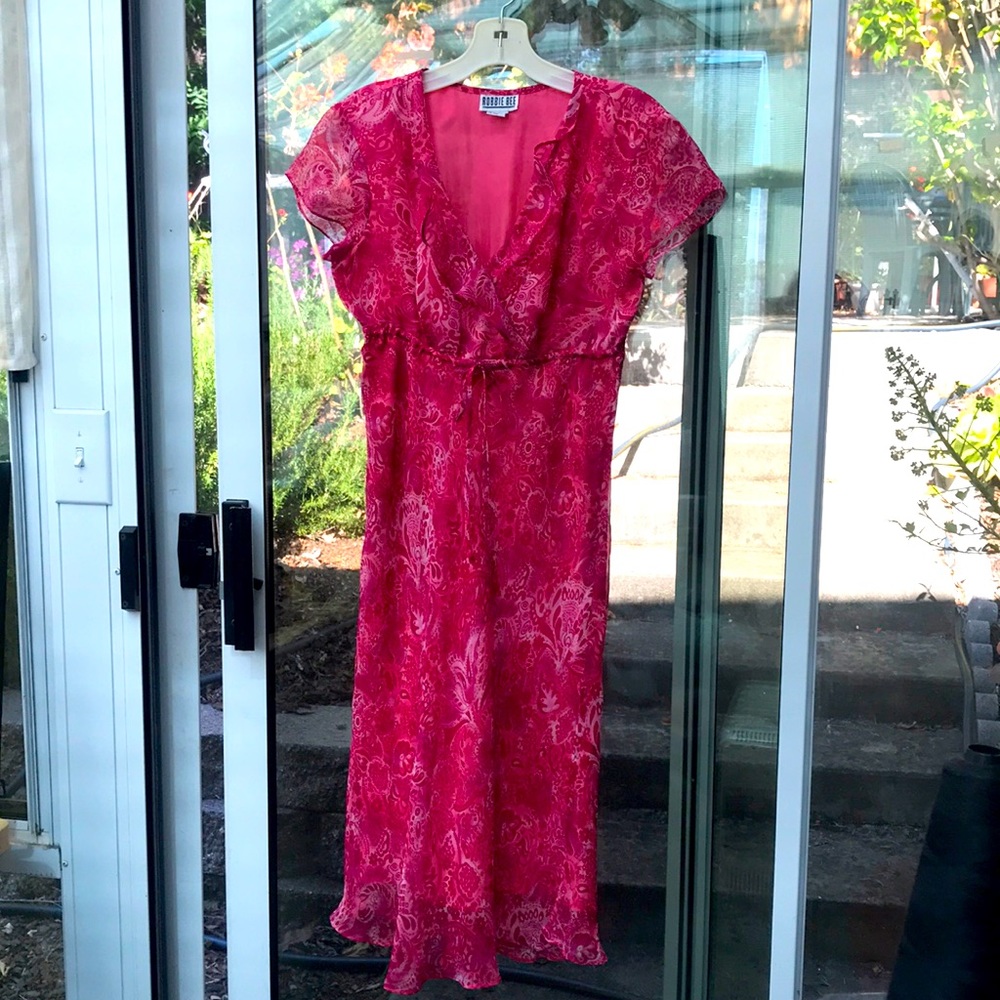 Pure Silk Hot Pink Dress With Draw String